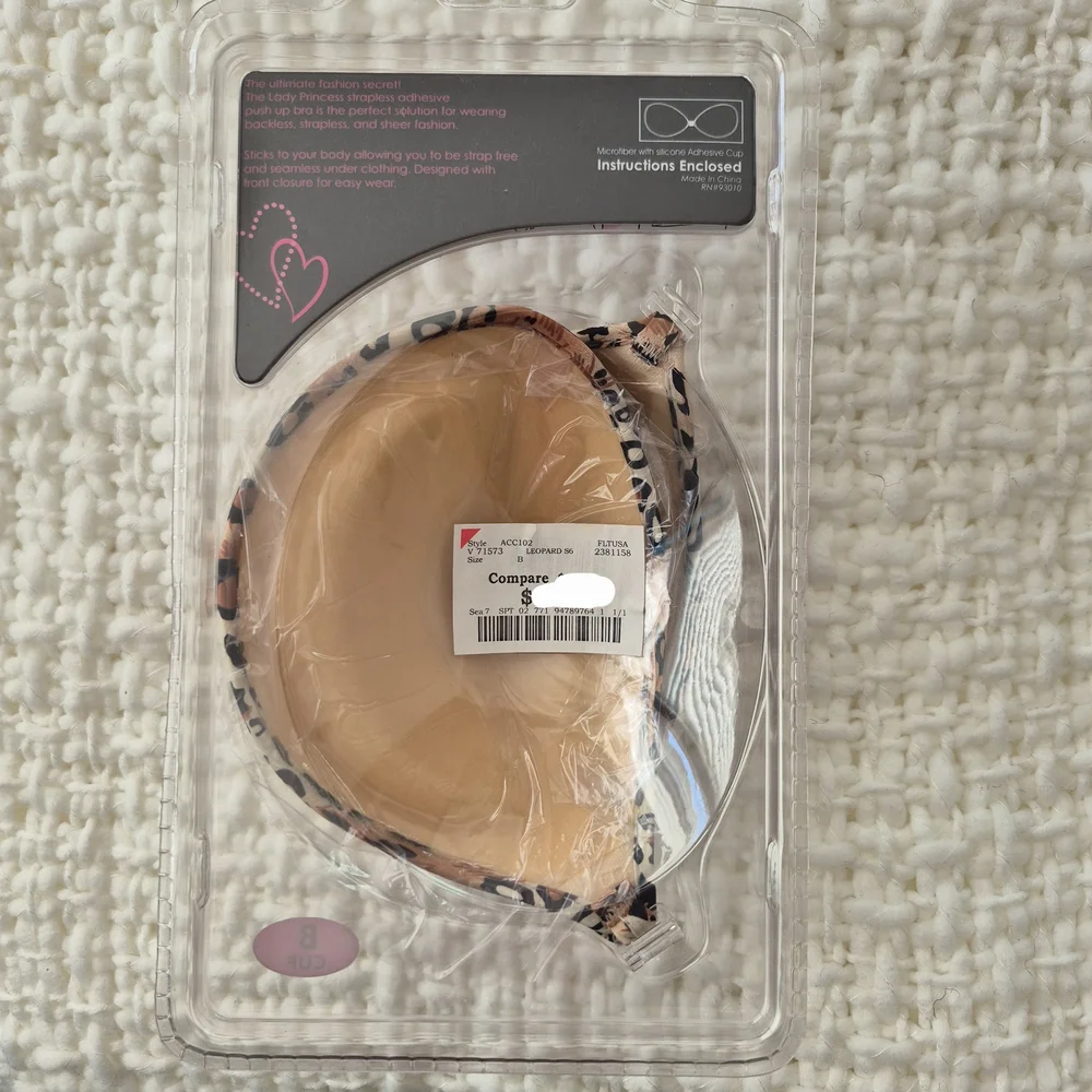 Lady Princess Intimates Adhesive Strapless Push Up Bra Leopard Print Cup Size B